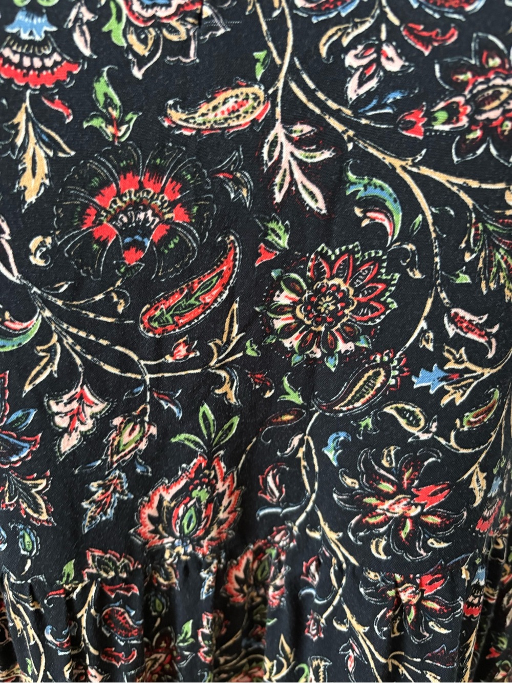 Jessica Howard Paisley Tiered Floral Maxi Dress Long Sleeve Black Boho Size 12/L - Picture 12 of 13